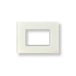 Flush/Surface Mounting Box Frame, Rectangular, 1-Gang/3-Module, 90 MM Width x 28 MM Depth x 122 MM Height, White Glass