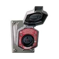 Explosionproof Interlocked Circuit Breaking Receptacle, Dead Front/Through Feed, 125 Volt, 20 Ampere, Aluminum Acrylic Painted, Die-Cast Copper-Free Aluminum, Neoprene Gasket