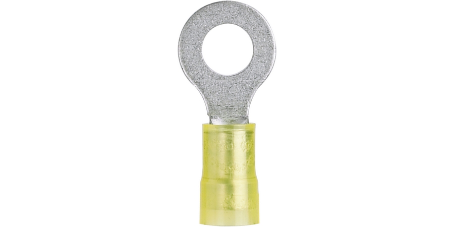 Ring Terminal, Stranded, Tin Plated, Nylon, Yellow, Copper, 1.21 in. Lg ...