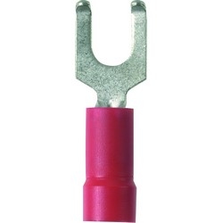 FLANGED FORK TERMINAL 22-16AWG, VINYL INSULATED #10 STUD,ROHS, RED, 3000/REEL