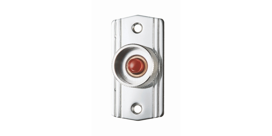 N/O Momentary Push Button With Guard Ring, Chrome Plated Brass Mini-plate
