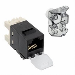 SL Series 110Connect Category 6 Modular Jack, T568A/T568B Wiring, Unshielded, With Dust Cover, Black