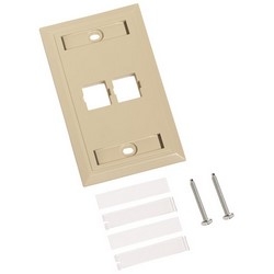 L Type Flush Mounted Faceplate, Two Port, Ivory