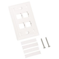 L Type Flush Mounted Faceplate, four port white