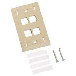 L Type Flush Mounted Faceplate, four port ivory