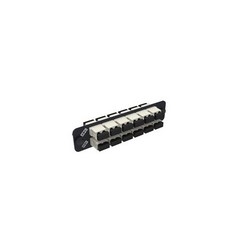 Adapter Panel, 1000-Type, No Shutter, 12 Optispeed Multimode Duplex LC Beige Adapters, Black Panel