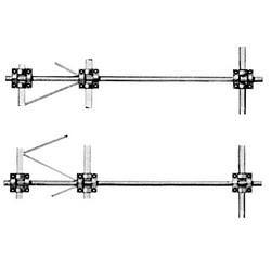 Adjustable Side Mounting Kit for 3 in (76.2 mm) OD round members. Use to mount all metal mast antennas away from side of tower measuring  2 to  8 feet (0.61 to 2.44 m) across the face.  Two 10 foot sections of pipe and six clamp assemblies are included.