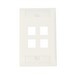 Faceplate, 4-Port, Single Gang, with Label Covers and Icons, Alpine White