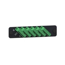 Adapter Panel, 1000-Type, TeraSPEED Single-mode, (6) SC/APC Duplex Green Adapters, Black Panel