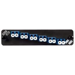 Adapter Panel, 1000-Type, Teraspeed Single-mode, 6 LC Duplex Blue Adapters, No Shutter, Black Finish