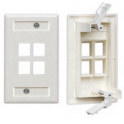 Quickplate Tempo Wallplate With ID Window Single Gang 4-Port Ivory