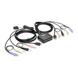 2-Port USB/HD Cable KVM Switch with Audio/Video, Cables and USB Peripheral Sharing