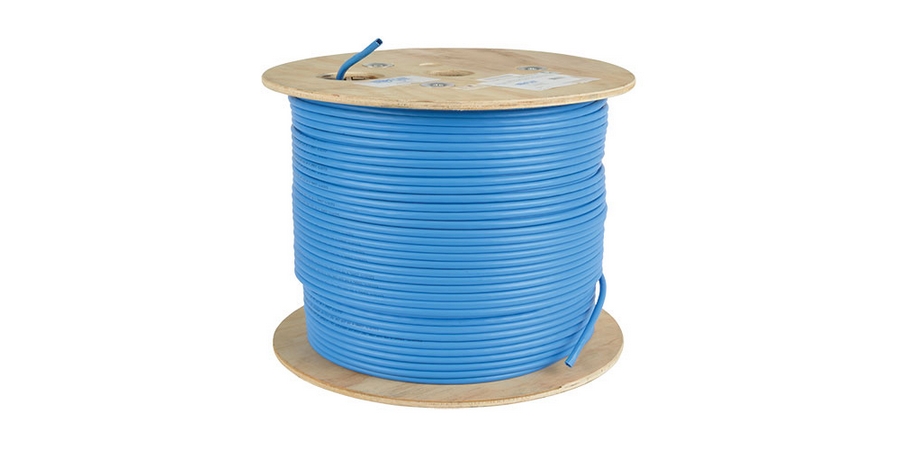 Cat6a 10G Bulk UnShielded Solid-Core PVC CMR Cable, Blue, 1000 ft.