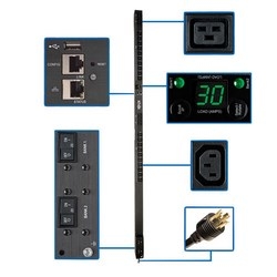 5/5.8kW Single-Phase Switched PDU with LX Platform Interface, 208/240V Outlets (20-C13 and 4-C19), L6-30P, 10ft Cord, 0U Vertical, TAA