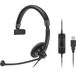 Headset, Single Side, Noise-Cancelling Microphone, Monaural UC HS for Skype for Business, 113 dB Sound Pressure, USB Connector, 6.89’ Cable Length, Black Color