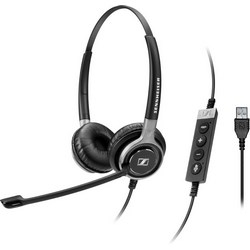 Headset, Double Side, Ultra Noise-Cancelling Microphone, Stereo UC HS for Skype for Business, 113 dB Sound Pressure, USB Connector, 2.9 Meter Cable Length, Black with Silver Color