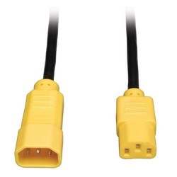 Heavy-Duty Power Extension Cord, 15A, 14AWG (IEC-320-C14 to IEC-320-C13 with Yellow Plugs), 6-ft.