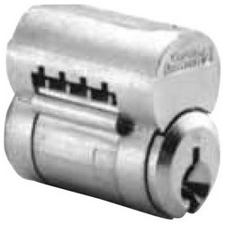 Interchangeable Core Cylinder, Conventional, 6-Pin, 57B1 Keyway, 0.509&quot; Plug Diameter, Satin Chrome Plated, With (2) Nickel Silver Key