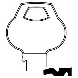 Door Lock Key Blank, Cylinder, Single-Section, Standard, 6-Pin, DH-Class Bitting, Plain Bow