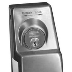 Mortise Lock Exit Device, Right Hand Reverse, Fire-Rated, Double Cylinder, Newport, Cast Lever, Forged Escutcheon, Satin Stainless Steel/Satin Chrome Plated, For Classroom