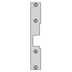 Electric Strike Faceplate, 9&quot; Length x 1-3/8&quot; Width, Satin Stainless Steel, For Mortise Lockset with Deadlatch Positioned Below the Latchbolt