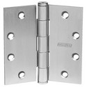 Ball Bearing Hinge, Standard Weight, 5-Knuckle, 8-Hole, 4-1/2" Length x 4-1/2" Width x 0.134" Thickness, Steel Base, Satin Chrome Plated, With Non-Removable Pin