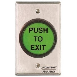 Pushbutton, 2", Round, Illuminated, Momentary, 1-Gang, SPDT, 5 Ampere, 4-1/2" x 2-3/4", Stainless Steel Plate, With Interchangeable Green/Red/Blue Lens