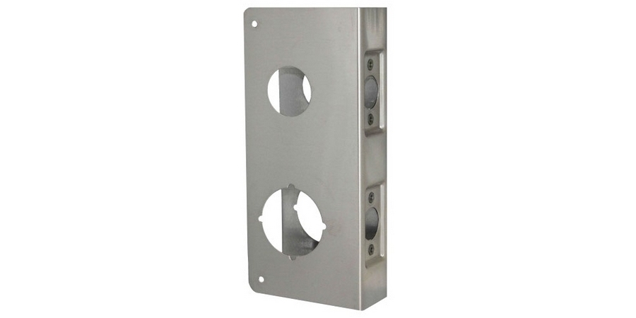 Door Lock Wrap Around Plate, US32D Satin Stainless Steel, 2-3/8 in ...