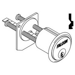 Door Lock Cylinder, Rim, 7-Pin, Q Keyway, 0-Bitted, Aluminum, Satin Chrome