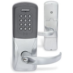 Networked Hardwired Electronic Lock, Multi-Technology, Keypad, Rhodes Lever, Right Handed Reverse, 4 to 7 Volt DC, 250 Milliampere, Satin Chrome