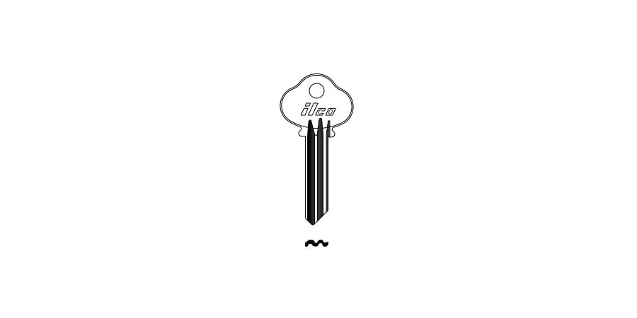 Cylinder Lock Key Blank, Original-Shaped Bow, Brass, Nickel-Plated, For ...