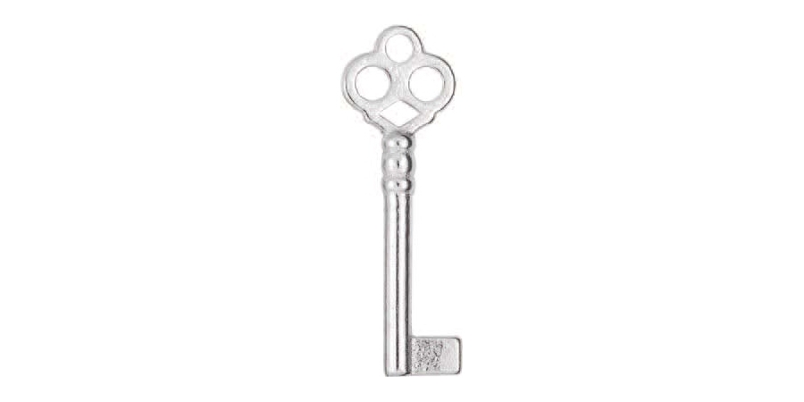 Barrel Key, Barrel Key Blank, Malleable Iron, Nickel-Plated, 0.29 in. W ...