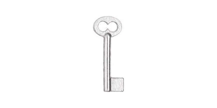 Barrel Key, Barrel Key Blank, Malleable Iron, Nickel-Plated, 0.43 in. W ...