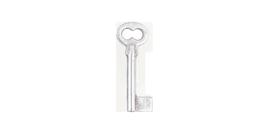 Barrel Key, Barrel Key Blank, Malleable Iron, Nickel-Plated, 0.34 in. W ...