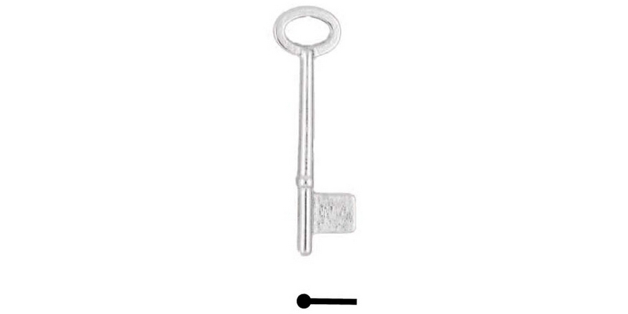Bit Key, Bit Key Blank, Malleable Iron, Nickel-Plated, 0.49 in. W, 1/2 ...