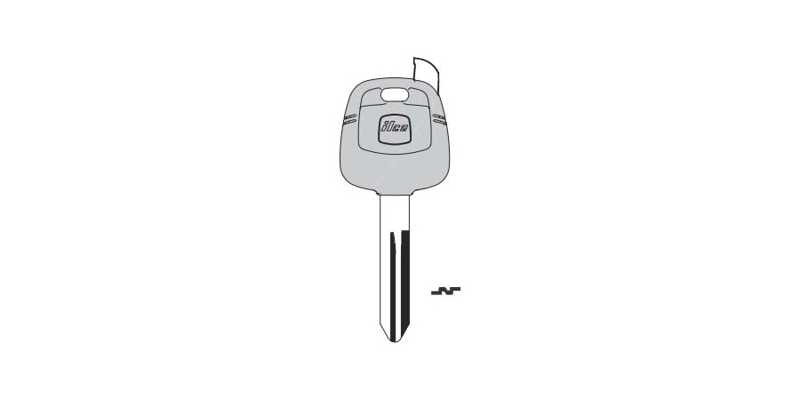 Vehicle Key Shell, 0.44 in. H, 1.29 in. W, 3.1 in. L, Nickel-Plated