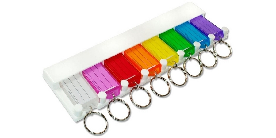 8-Key Tag Rack, Plastic, 1/2 in. L, 10 in. W, 2-1/2 in. H