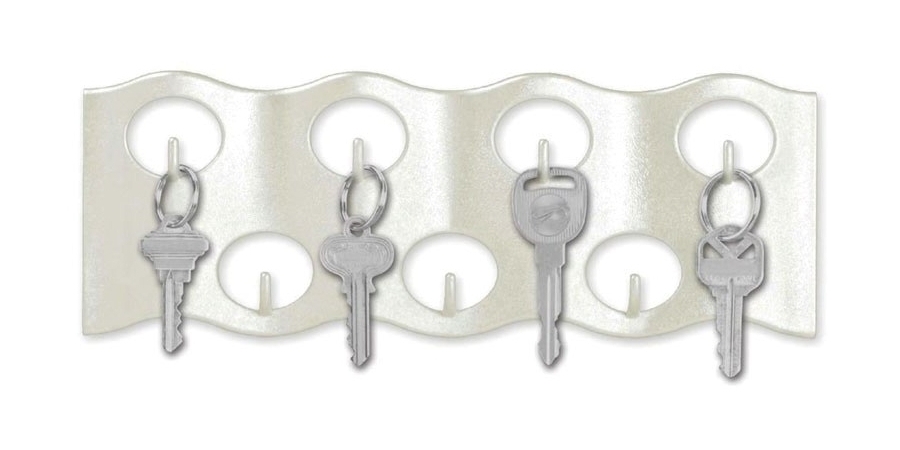 Key Rack, 10-1/4 in. L, 5/8 in. W, 3-1/4 in. H, Pearl