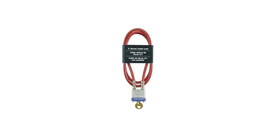 Cable w/Integrated Padlock; Cable Dia x L: 3/16 x 3 ft.; 1-1/8 in.W ...