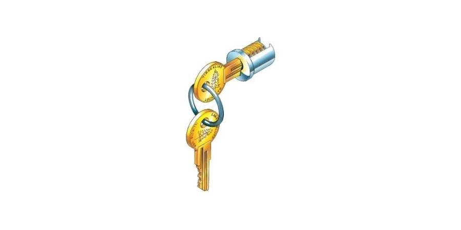 Lock Plug, D300KY Key Blank, US14 Bright Nickel-Plated, Keying: Keyed Alike