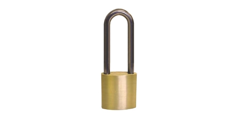 Padlock, 2 in. H, 11/32 in. Dia Shackle, Brass Body, 6 -Pin