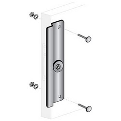 Door Latch Protector, 12&quot; Length x 2-5/8&quot; Width, Steel, Aluminum, For Out-Opening Narrow Stile/Store Front Door