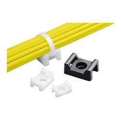 Cable Tie Mount, Indoor, up to light-heavy cable ties, .86&quot; (21.9mm)L x .61&quot; (15.5mm)W, mount with #10 Screw (M5), Nylon 6.6, Pack of 100