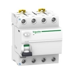 Residual Current Circuit Breaker, Class AC, Instantaneous, DIN-Rail/Clip-On Mount, Single Terminal, 220 to 240 Volt AC, 50/60 Hertz, 4-Pole, 25 Ampere, 30 Milliampere Sensitivity