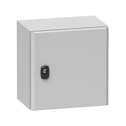Wall Mount Enclosure, Compact, 1-Plain Door, 300 MM Width x 150 MM Depth x 400 MM Height, Steel, Gray, Epoxy Polyester Powder Coated, With Steel Mounting Plate