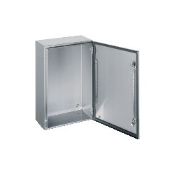 Wall Mount Enclosure, 1-Piece, 1-Plain Door, 1-Lock, 300 MM Width x 200 MM Depth x 400 MM Height, 304L Stainless Steel, Scotch-Brite Brushed, Without Mounting Plate