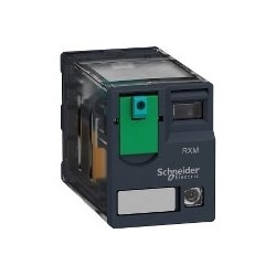 Schneider Electric Harmony, Miniature plug-in relay, 12 A, 2 CO, with LED, with lockable test button, 24 V DC