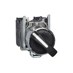 Schneider Electric Harmony XB4, Selector switch, metal, black, Dia.22, 3 positions, stay put, 2 NO