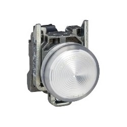 Schneider Electric Harmony XB4, Pilot light, metal, white, Dia.22, plain lens with integral LED, 24 V AC/DC