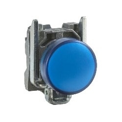 Schneider Electric Harmony XB4, Pilot light, metal, blue, Dia.22, plain lens with integral LED, 24 V AC/DC